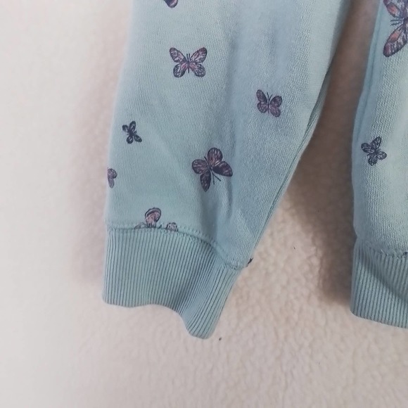 OshKosh Fleece Lined Full Zip Hoodie Girls Size 14 in Green w/ Butterfly Theme - Picture 6 of 13